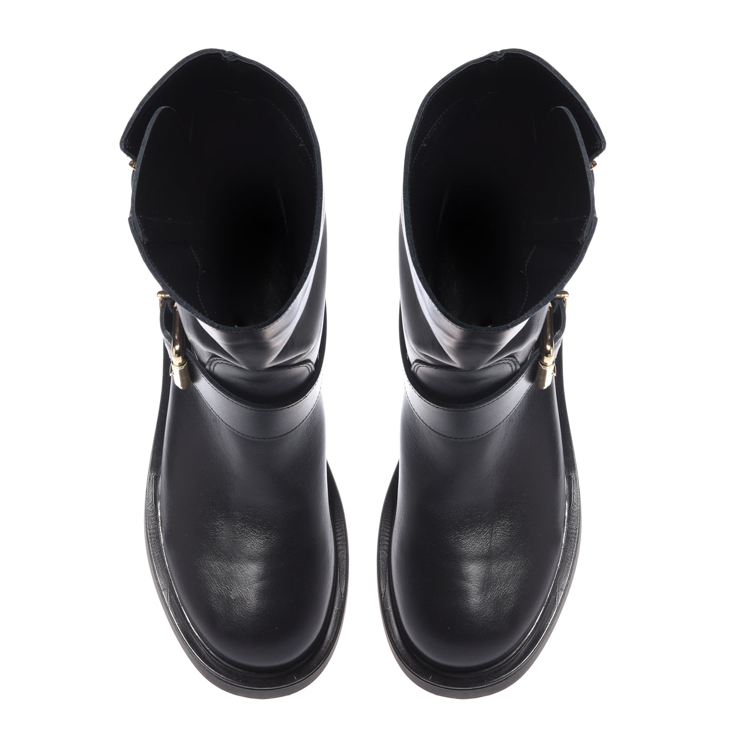 Black leather ankle boots