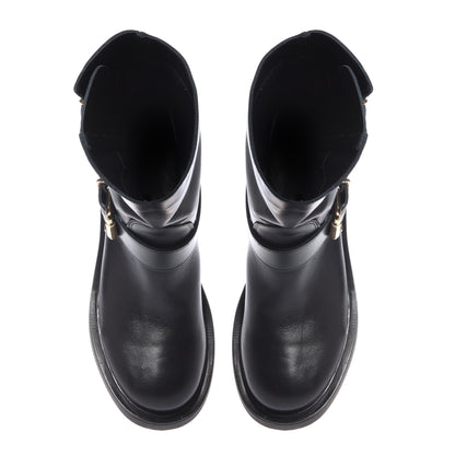 Black leather ankle boots