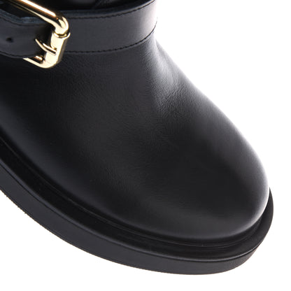 Black leather ankle boots