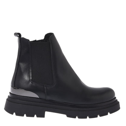 Black leather ankle boots