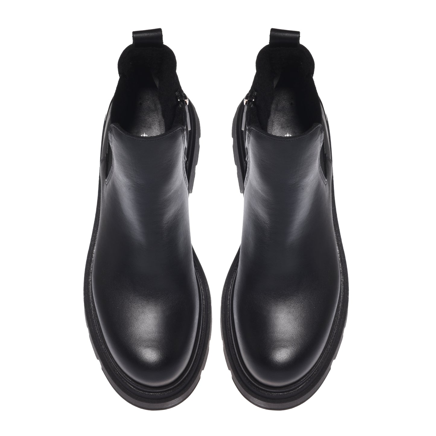 Black leather ankle boots