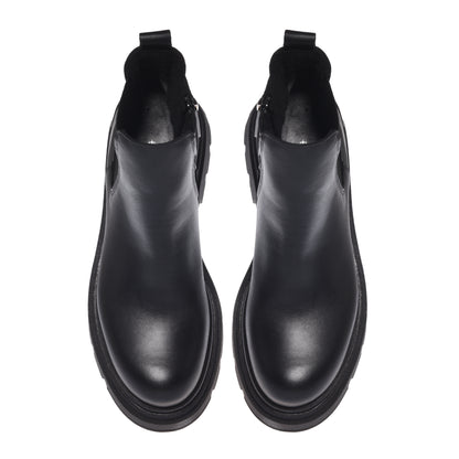 Black leather ankle boots