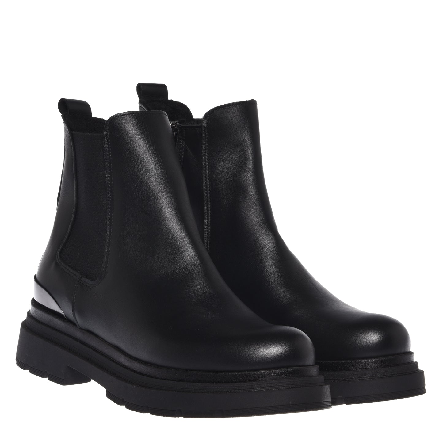 Black leather ankle boots