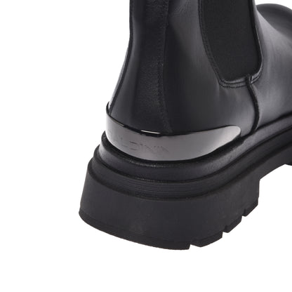 Black leather ankle boots