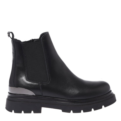 Black leather ankle boots
