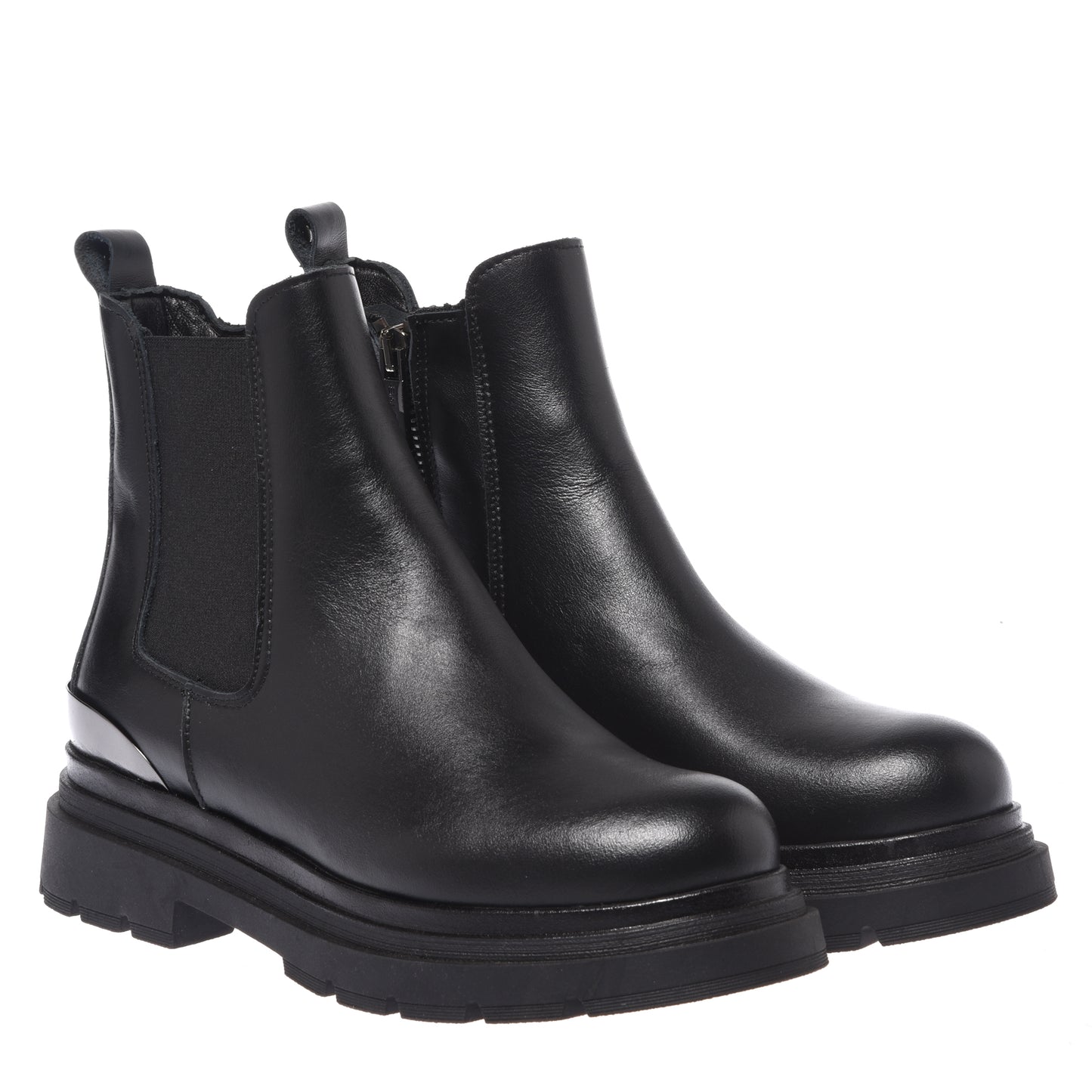 Black leather ankle boots