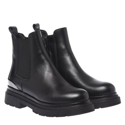 Black leather ankle boots
