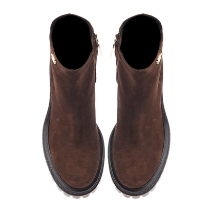 Dark brown suede ankle boots