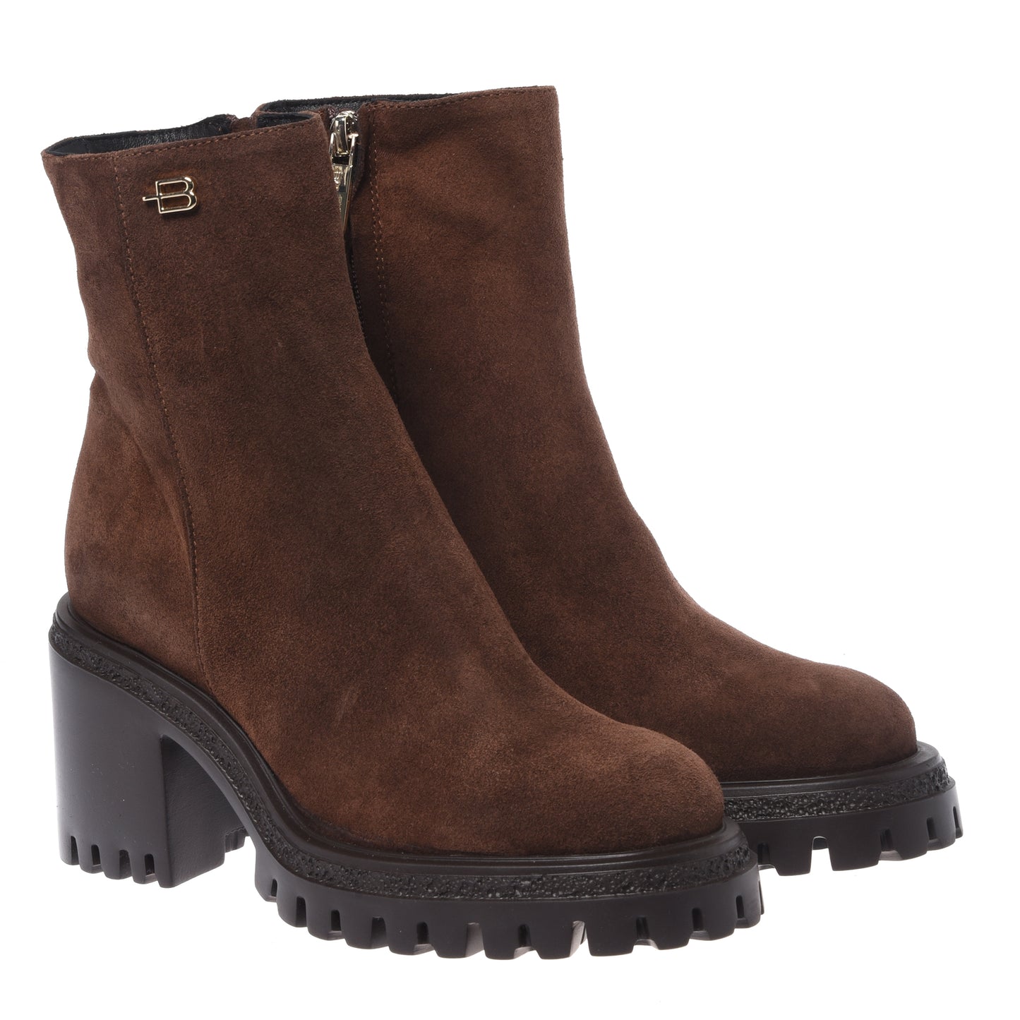 Dark brown suede ankle boots