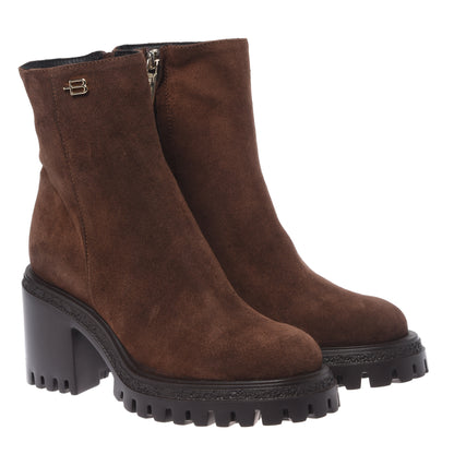 Dark brown suede ankle boots