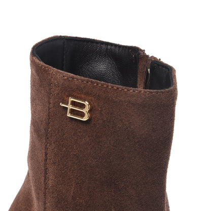 Dark brown suede ankle boots