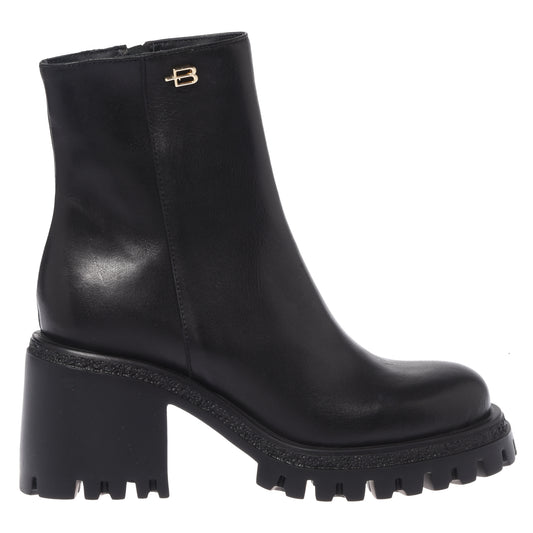 Black leather ankle boots
