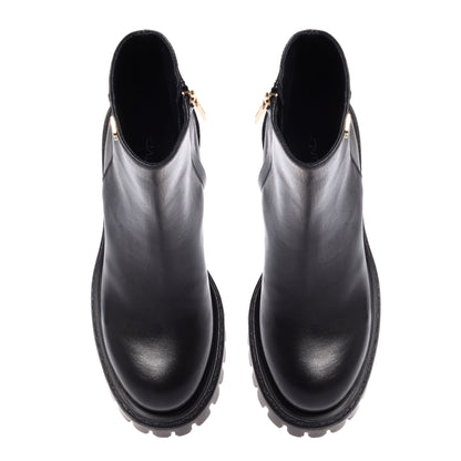 Black leather ankle boots