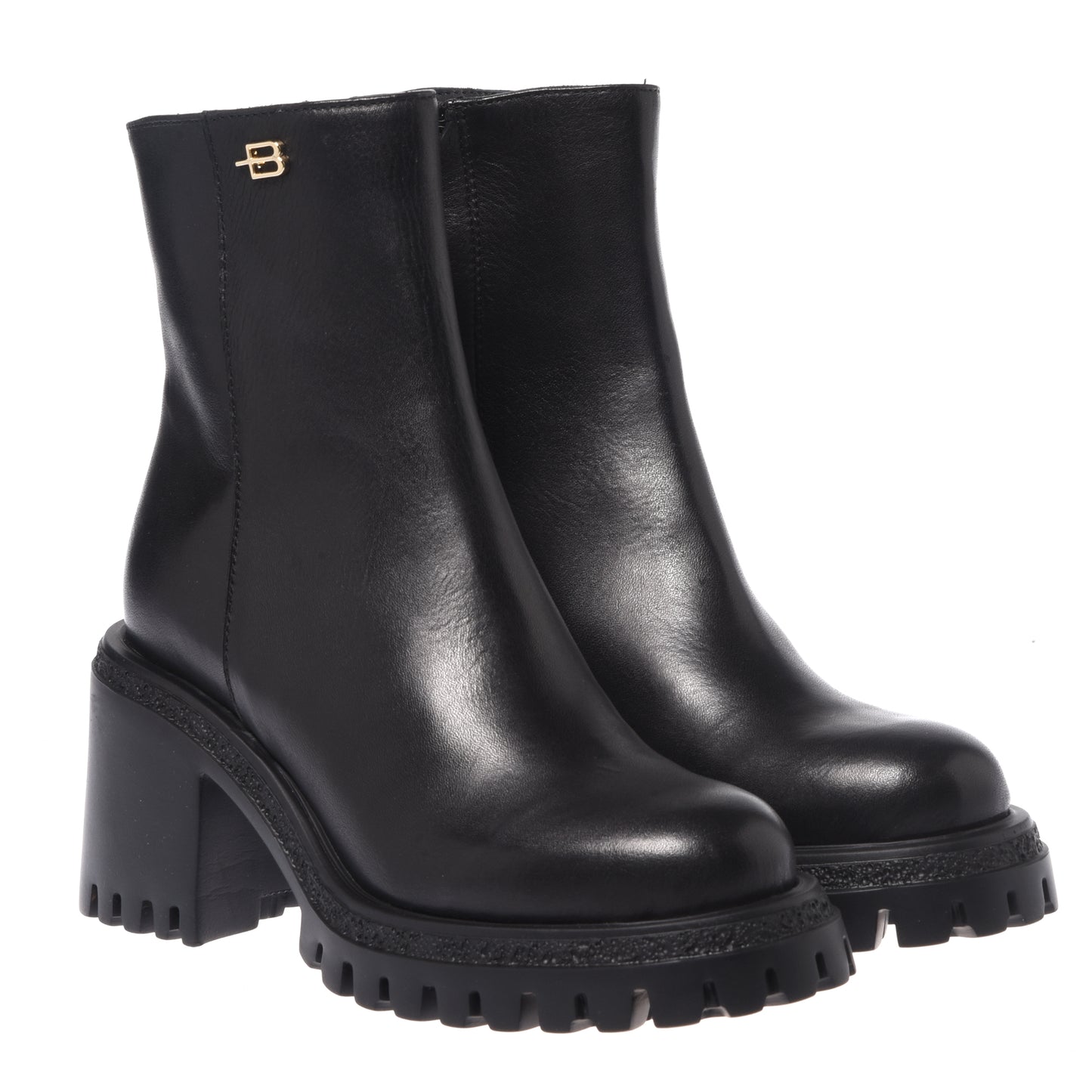 Black leather ankle boots
