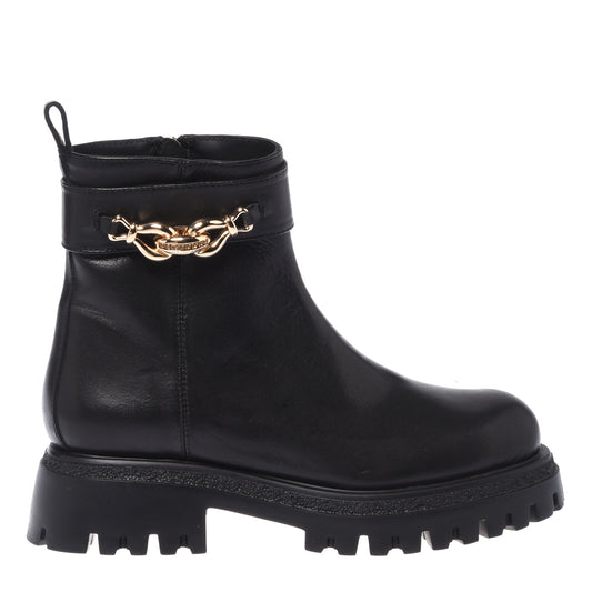 Black leather ankle boots