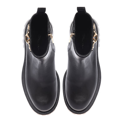 Black leather ankle boots