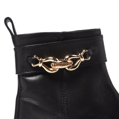 Black leather ankle boots