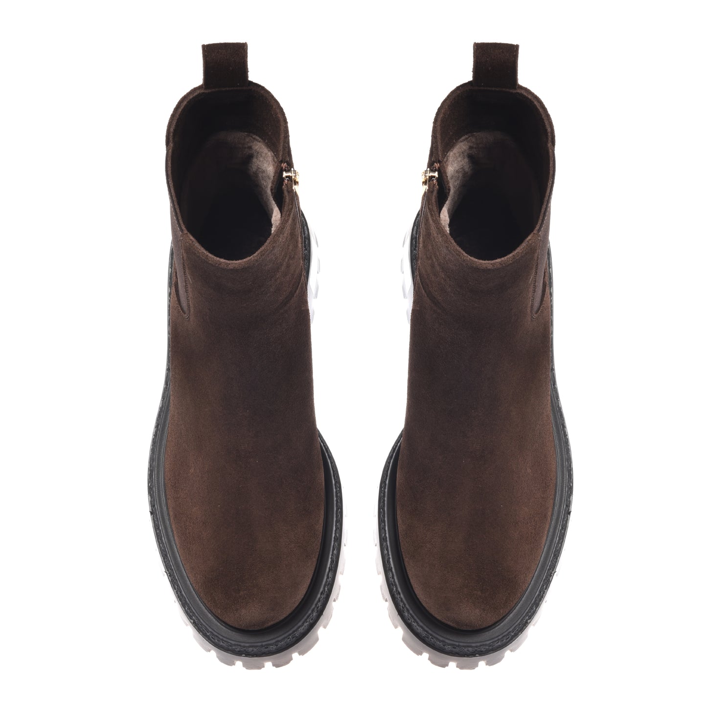 Dark brown suede ankle boots