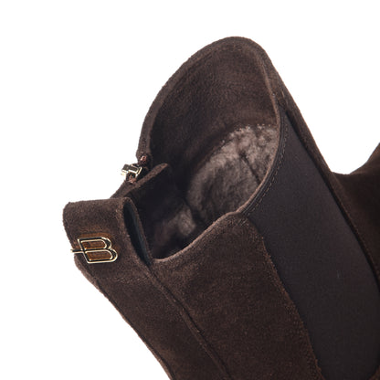 Dark brown suede ankle boots