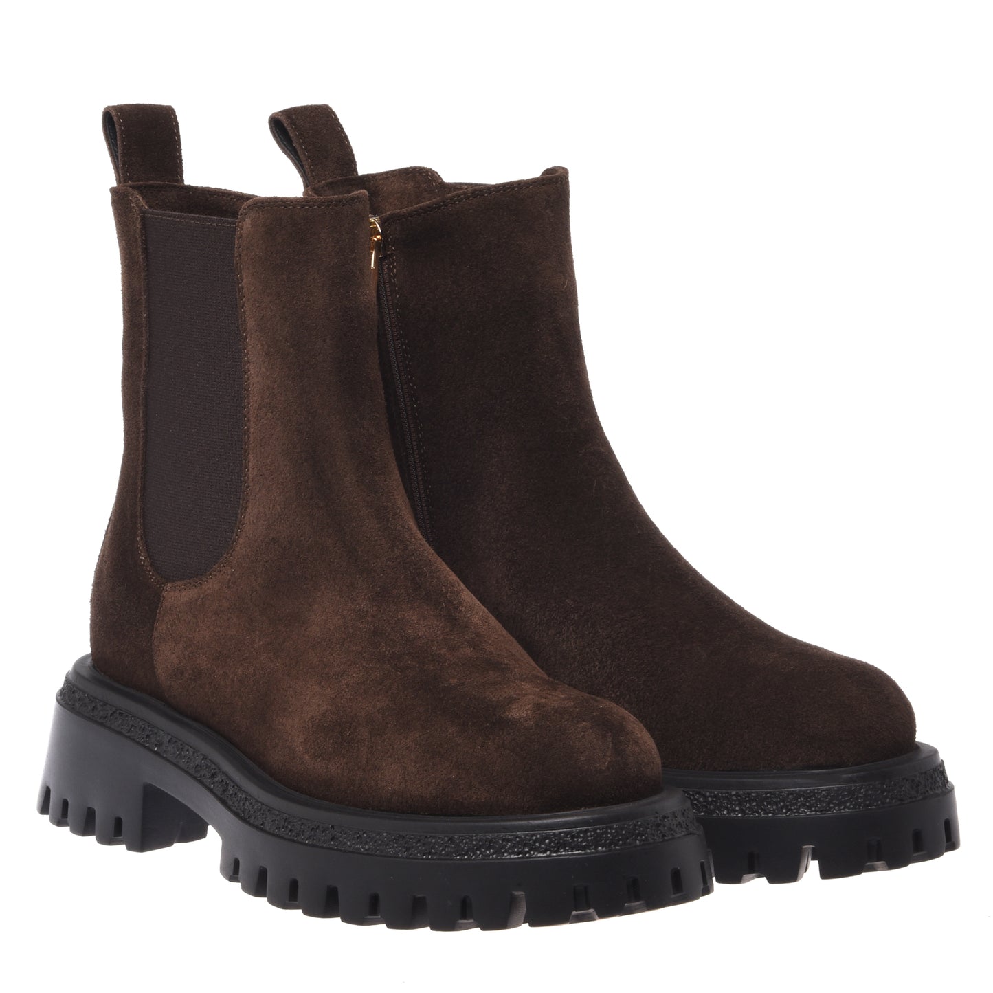 Dark brown suede ankle boots