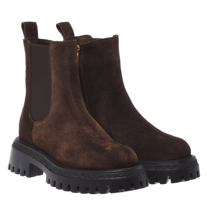Dark brown suede ankle boots