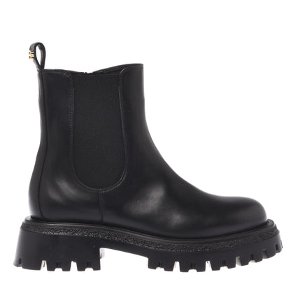 Black leather ankle boots