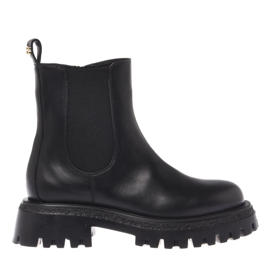 Black leather ankle boots