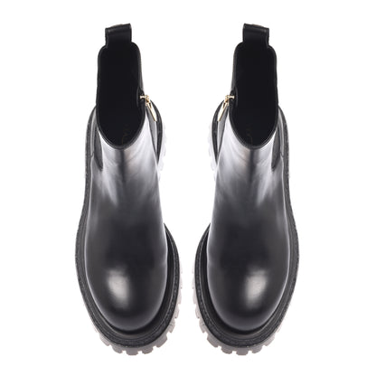 Black leather ankle boots