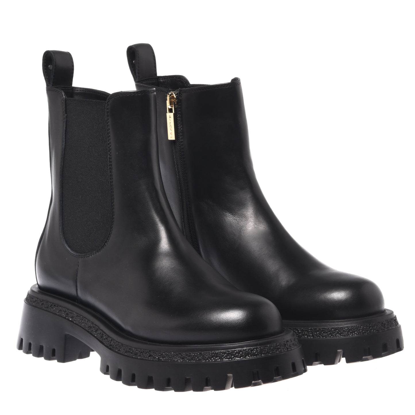 Black leather ankle boots