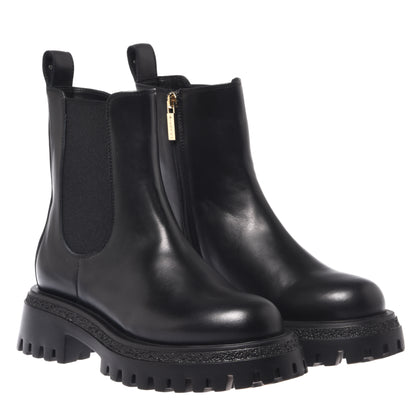 Black leather ankle boots