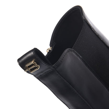 Black leather ankle boots