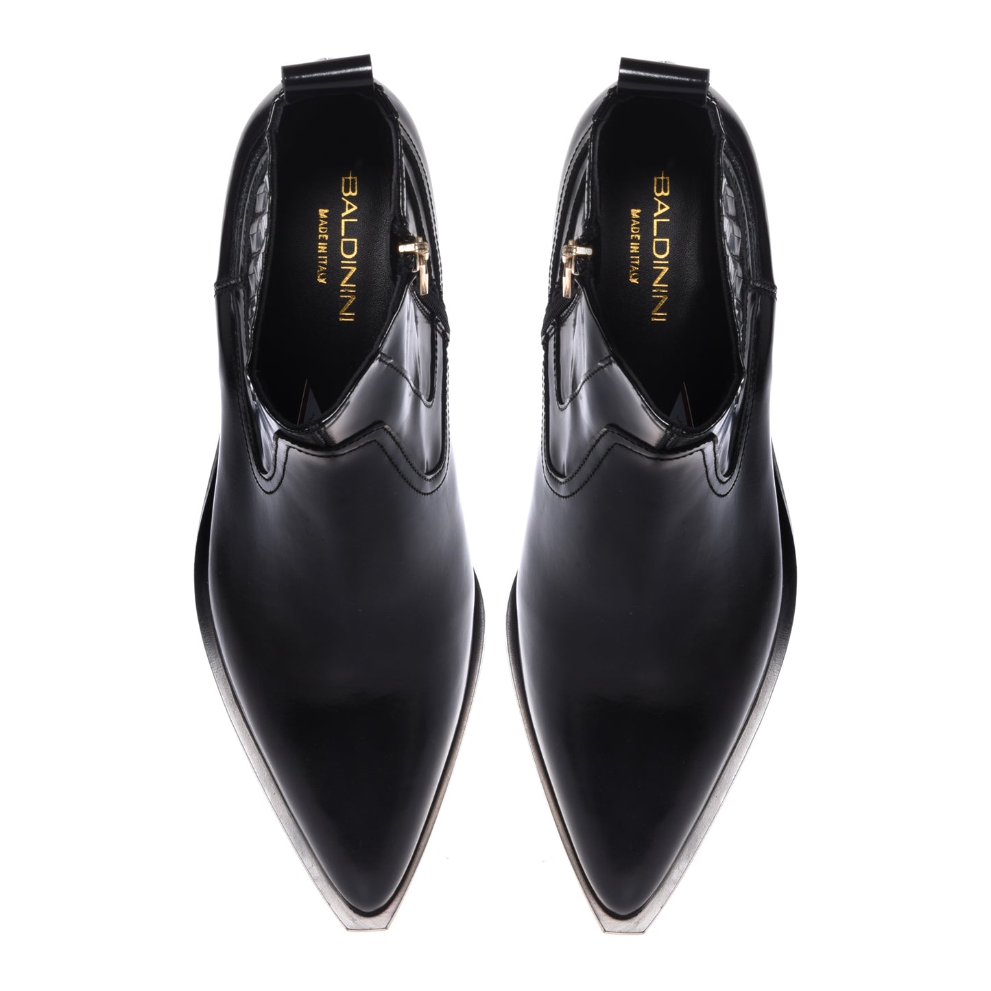 Black leather cowboy boots