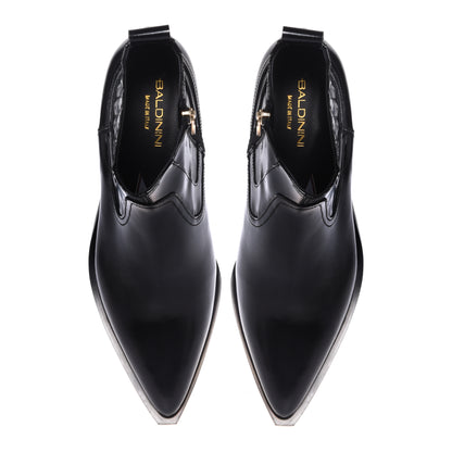 Black leather cowboy boots