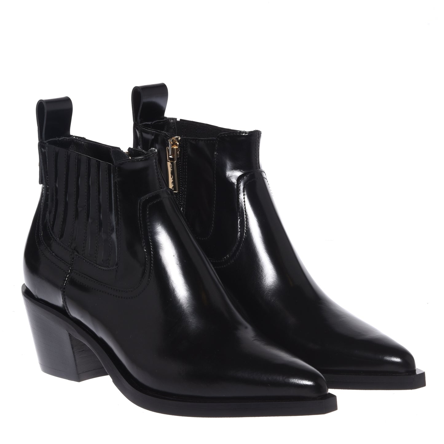 Black leather cowboy boots