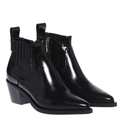 Black leather cowboy boots