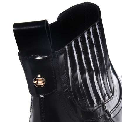 Black leather cowboy boots