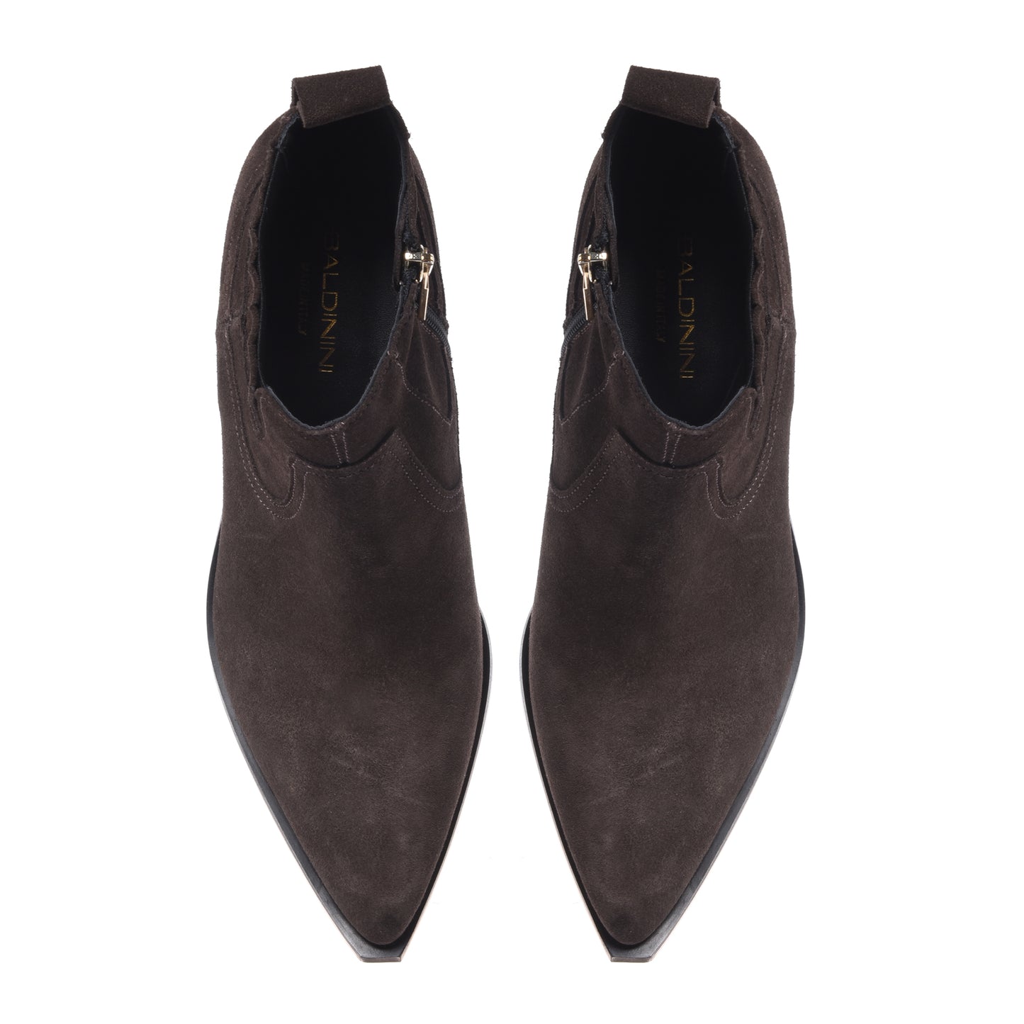 Dark brown suede cowboy boots