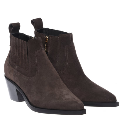 Dark brown suede cowboy boots