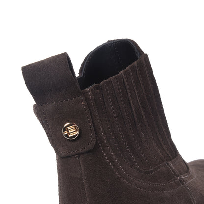 Dark brown suede cowboy boots