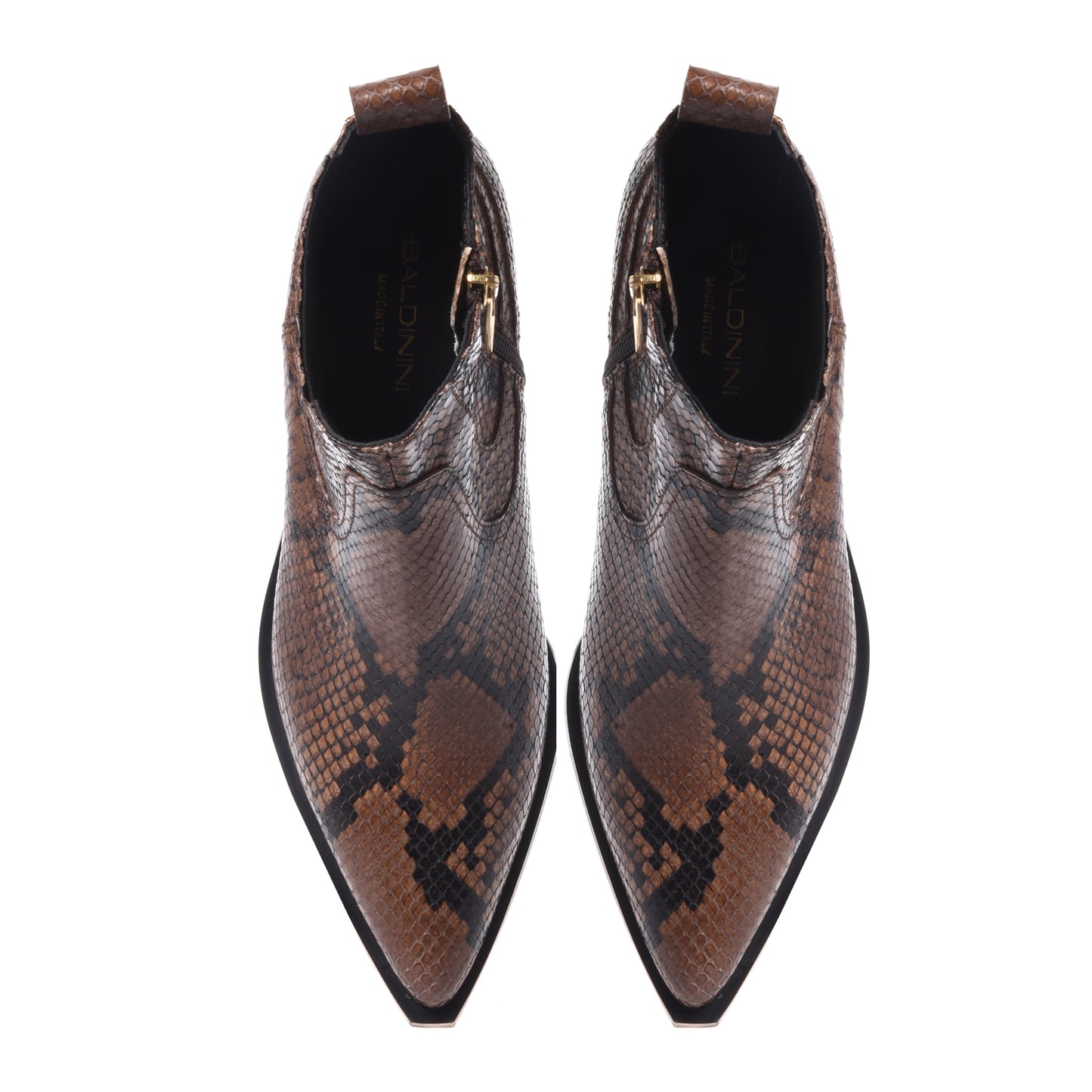 Brown snakeskin pattern ankle boots