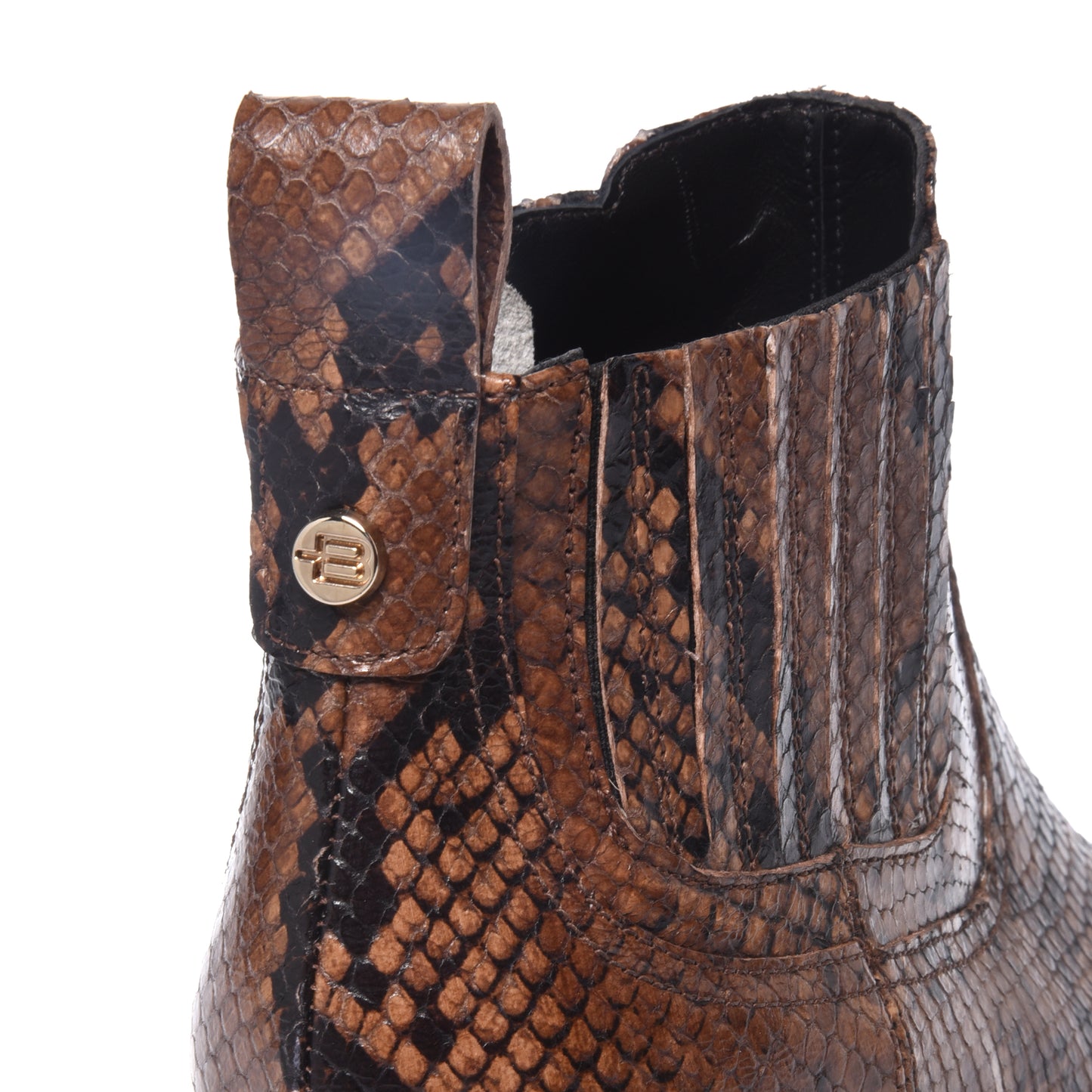 Brown snakeskin pattern ankle boots
