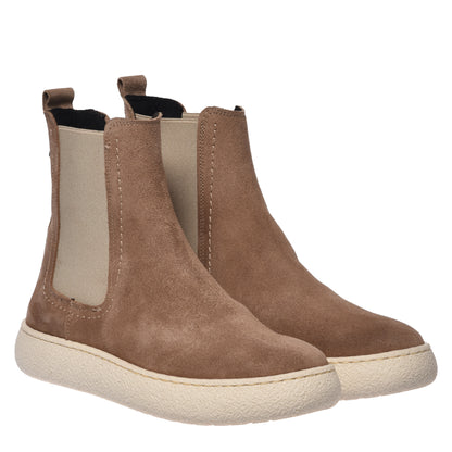 Stivaletti in pelle scamosciata color talpa