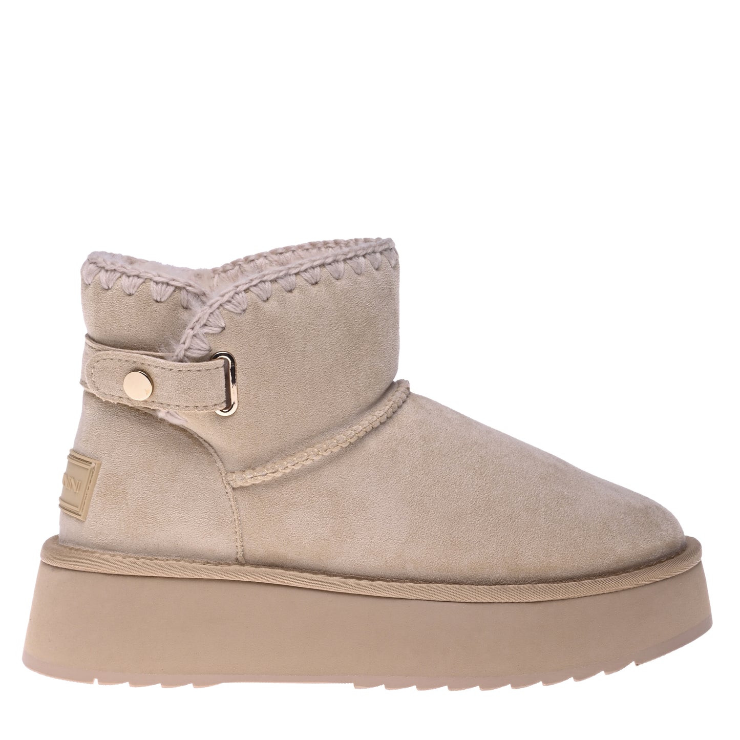 Stivaletto in pelle scamosciata beige