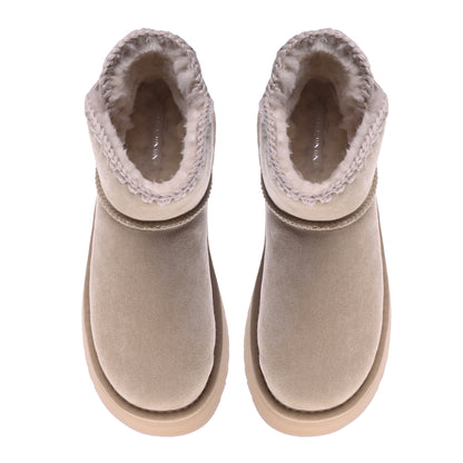 Stivaletto in pelle scamosciata beige