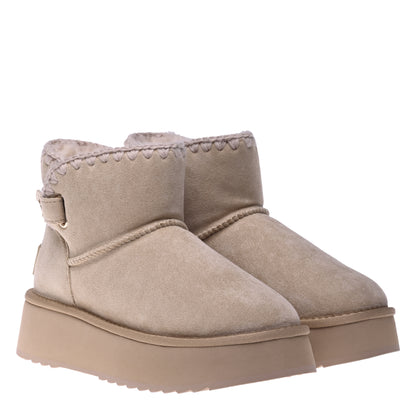 Stivaletto in pelle scamosciata beige