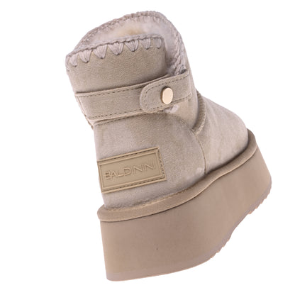 Stivaletto in pelle scamosciata beige