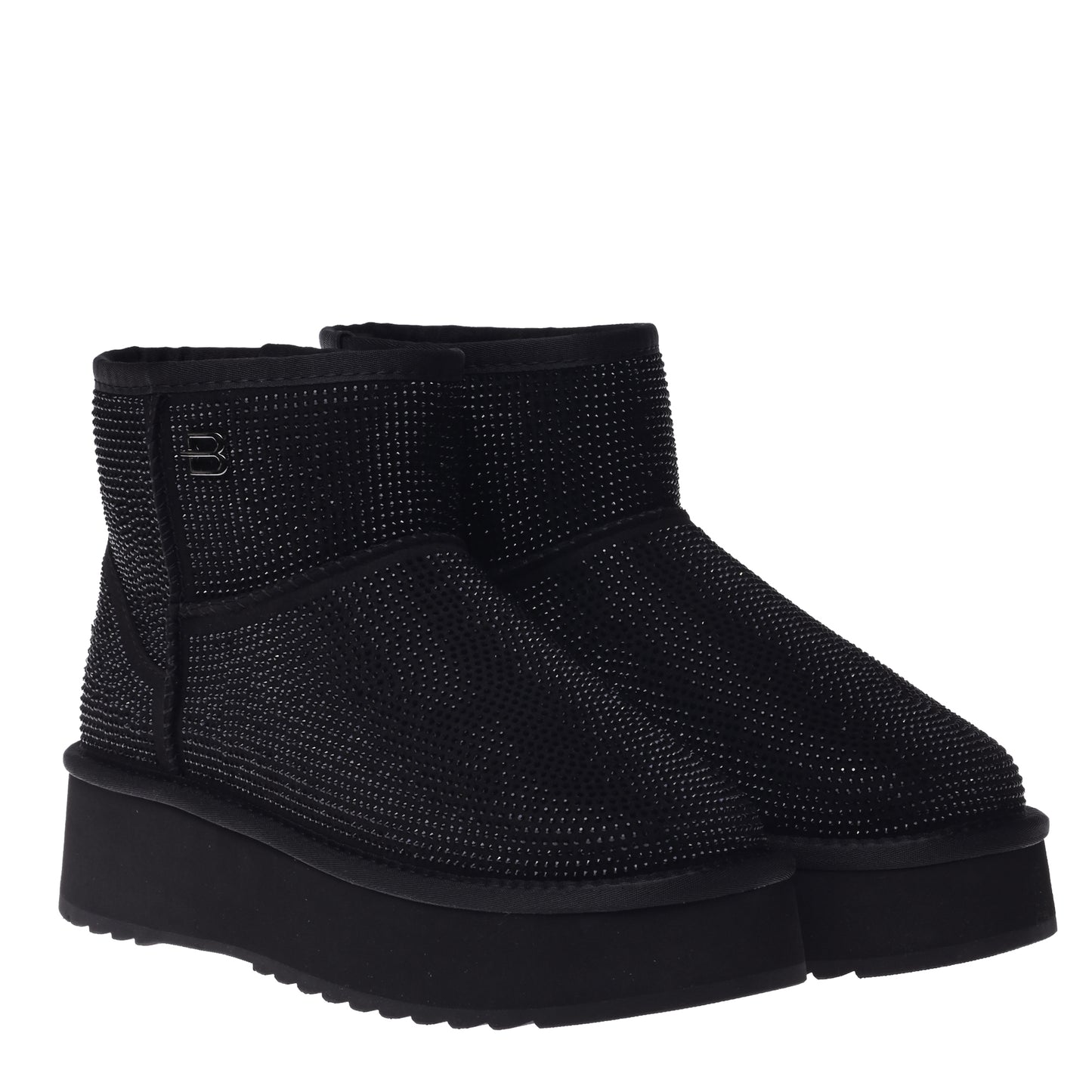 Stivaletto in camoscio nero con strass