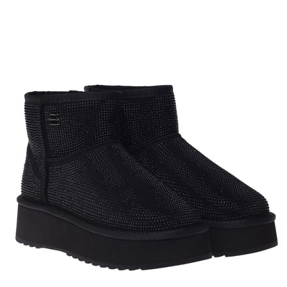 Stivaletto in camoscio nero con strass