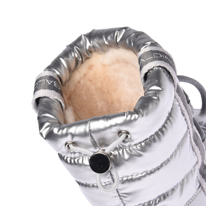 Bottines en cuir et nylon argenté