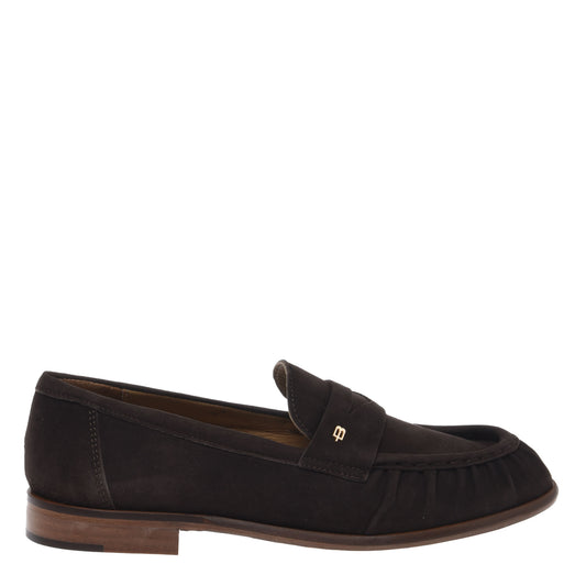Dark brown suede loafers